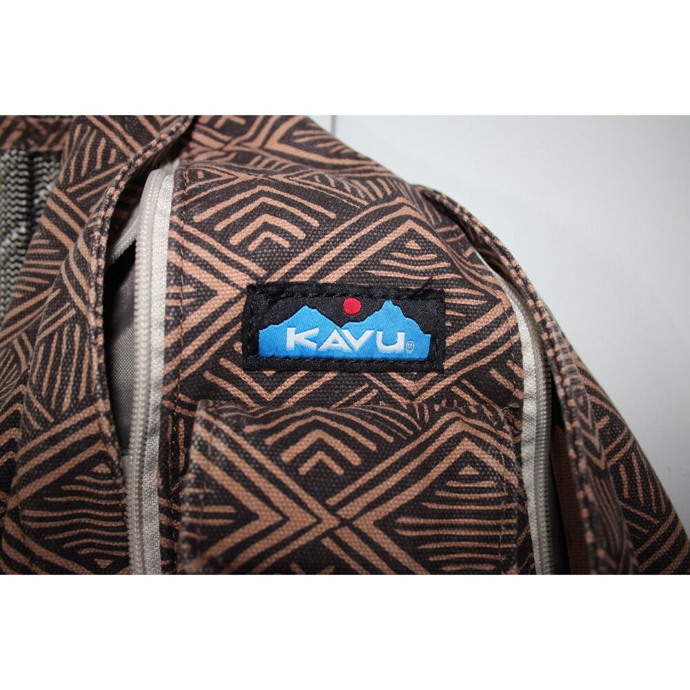 KAVU Rope Bag Sling Backpack Brown Tan Geometric Aztec Canvas Crossbody